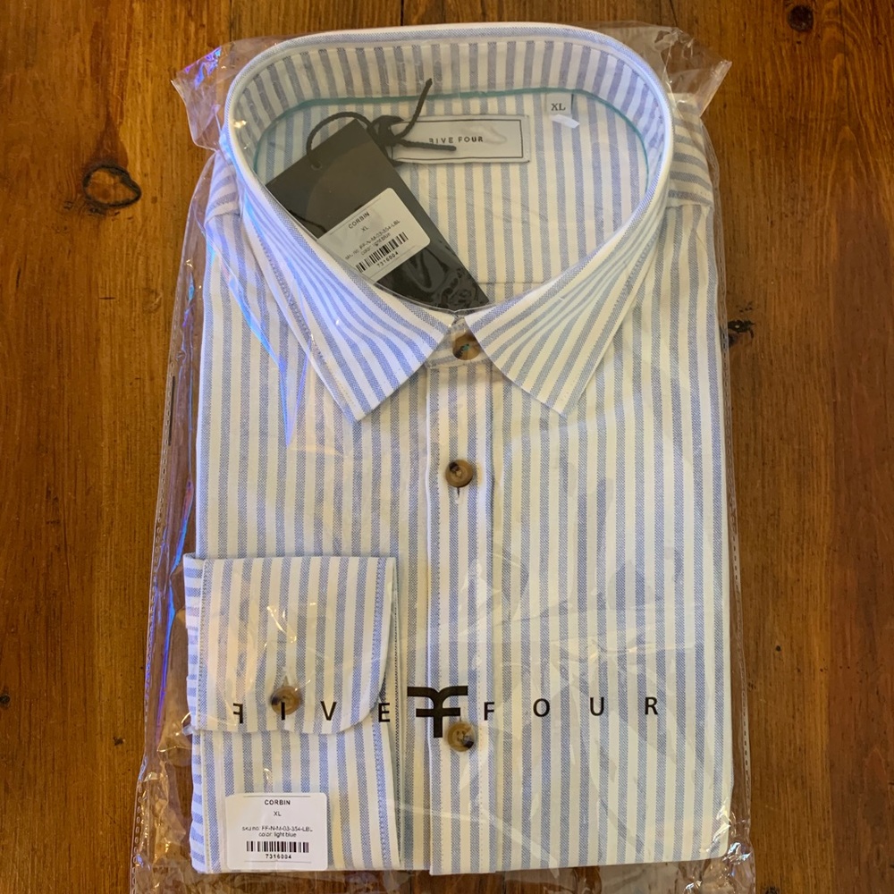 Five Four Corbin Pin Stripe Men’s Dress Shirt - Picture 2 of 3
